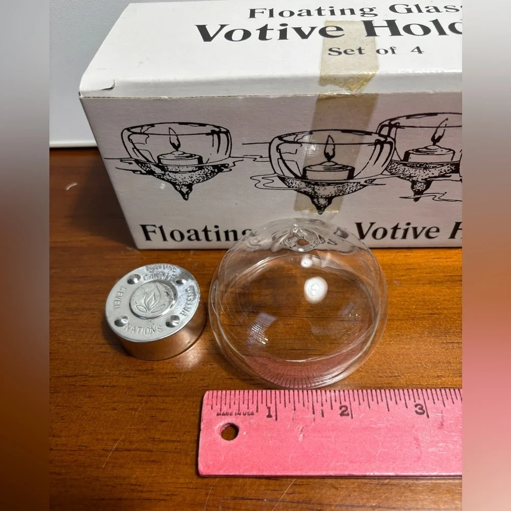 Floating Glass Flower and Votive Candle Holders, Set of 4 for each set